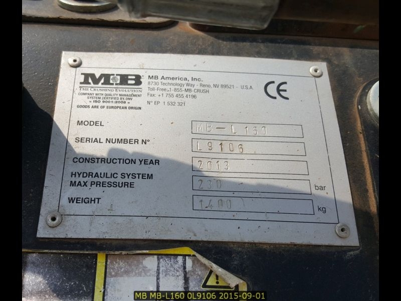 Дробилка MB America MB-L160 Bucket Crusher Дробилка MB America MB-L160 Bucket Crusher
